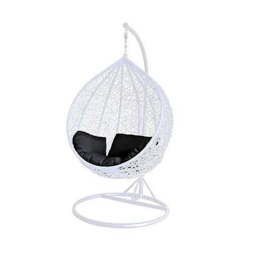 White Colour Rattan Swing Chair Outdoor Garden Patio Hanging Wicker Weave Furniture