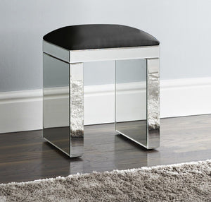 Mirrored Stool Dressing table Stool Chair Furniture Glass Bedroom Mirror Faux Leather Padded Top