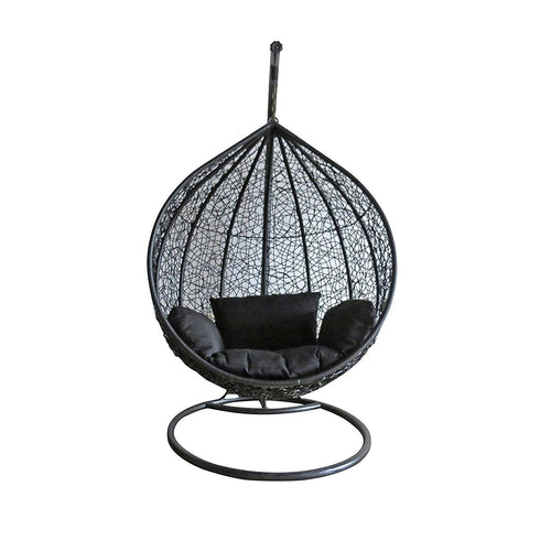 Black Colour Rattan Swing Chair Outdoor Garden Patio Hanging Wicker Weave Furniture