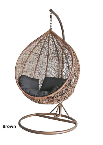 Brown Colour Rattan Swing Chair Outdoor Garden Patio Hanging Wicker Weave Furniture