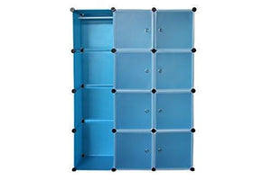 Blue Plastic Wardrobe Cupboard Storage Shelf Box Cube Shelves Unit Clothes