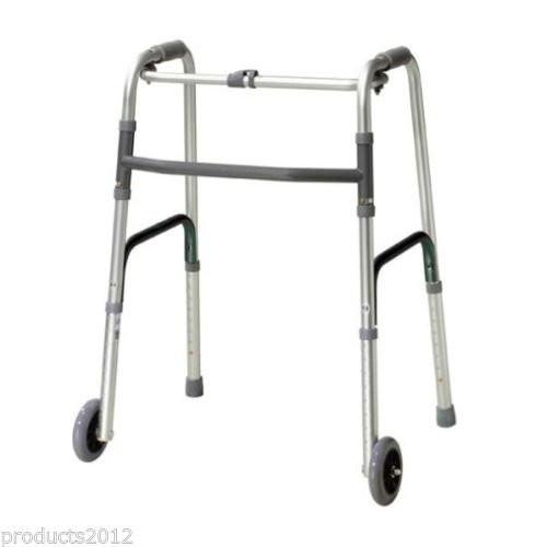 Zimmer Walker Frame with Wheels, Folding Lightweight Mobility Walking Aid.