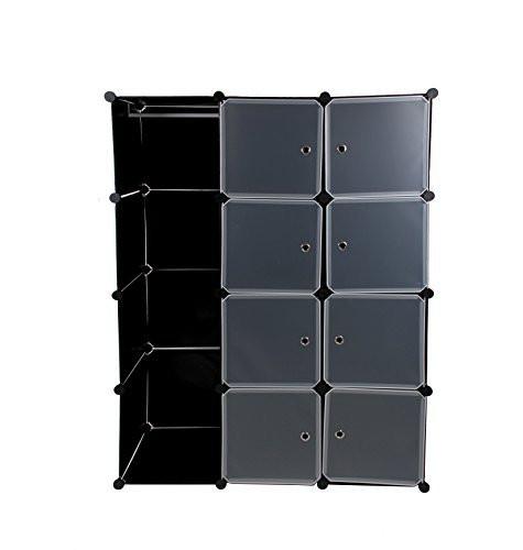 Black Plastic Wardrobe Cupboard Storage Shelf Box Cube Shelves Unit Clothes