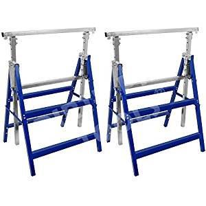 Set Of 2 Heavy Duty Work Telescopic Trestle Carpenter Bench Saw Horse Folding Builders Trestles