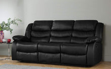 Load image into Gallery viewer, Black Recliner Sofa Leather bonded Reclining Lazyboy Sofa Suite Sofas Chair 3 2 or 1