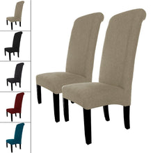 Load image into Gallery viewer, Set of 2 x linen Dining Chair High Scroll Back For Living Room Office Reception Restaurant Solid Wooden legs Contemporary Modern Look