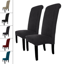 Load image into Gallery viewer, Set of 2 x linen Dining Chair High Scroll Back For Living Room Office Reception Restaurant Solid Wooden legs Contemporary Modern Look