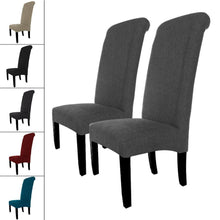 Load image into Gallery viewer, Set of 2 x linen Dining Chair High Scroll Back For Living Room Office Reception Restaurant Solid Wooden legs Contemporary Modern Look