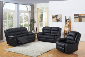 Black Recliner Sofa Leather bonded Reclining Lazyboy Sofa Suite Sofas Chair 3 2 or 1