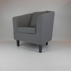 Linen Fabric Tub Chair Armchair for Living Room Dining Office Reception Faux