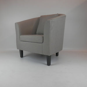 Linen Fabric Tub Chair Armchair for Living Room Dining Office Reception Faux