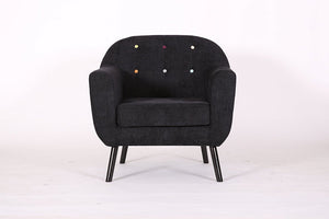 Retro Designer Accent Curved Fabric Linen Tub Chair Armchair Sofa for Living Room Dining Reception chair