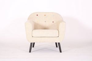 Retro Designer Accent Curved Fabric Linen Tub Chair Armchair Sofa for Living Room Dining Reception chair