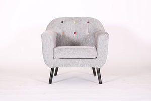 Retro Designer Accent Curved Fabric Linen Tub Chair Armchair Sofa for Living Room Dining Reception chair