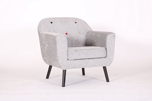 Retro Designer Accent Curved Fabric Linen Tub Chair Armchair Sofa for Living Room Dining Reception chair