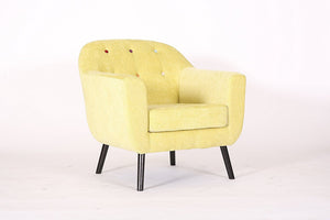 Retro Designer Accent Curved Fabric Linen Tub Chair Armchair Sofa for Living Room Dining Reception chair