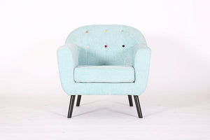 Retro Designer Accent Curved Fabric Linen Tub Chair Armchair Sofa for Living Room Dining Reception chair