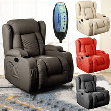 Load image into Gallery viewer, D PRO T 10 IN 1 WINGED LEATHER RECLINER CHAIR ROCKING MASSAGE SWIVEL HEATED GAMING ARMCHAIR