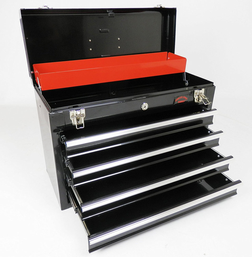 Large 4 Drawer Tool Box Lightweight Chest With Key Lock And US Ball Bearing Slides Drawers Portable With Drawer Divider