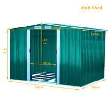 Load image into Gallery viewer, Metal Garden Shed 10 X 8 With Base