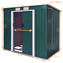 Load image into Gallery viewer, Metal Garden Shed 8 X 4 With Base