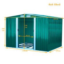 Load image into Gallery viewer, Metal Garden Shed 8 X 6 with Base