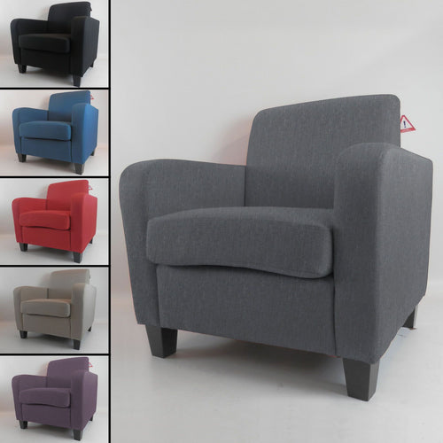 Tub Chair Armchair Linen Fabric for Living Room Dining Office Reception